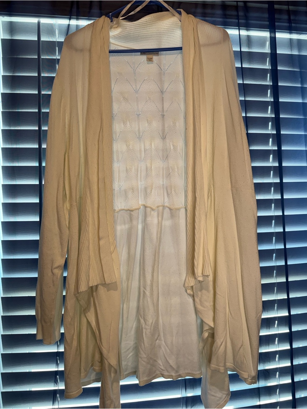 Cato Cream Open-Front Draped Cardigan